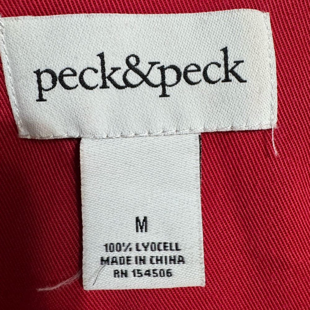 Peck & Peck Red Lyocell Zip Front Utility Jacket Medium - Picture 4 of 4